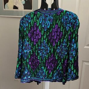 Lawrence Kazar vintage 80s sequin blazer jacket